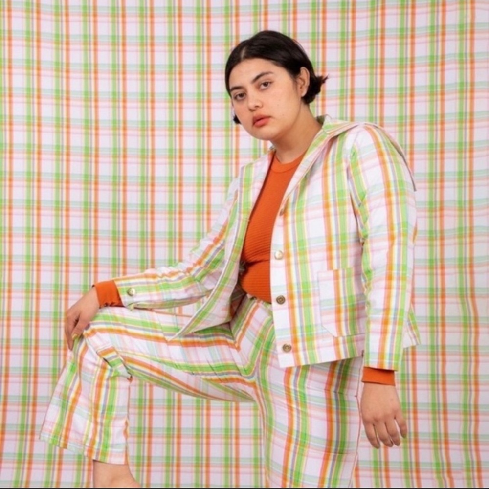 Big Bud Press Spring Rainbow Plaid Sailor Jacket Size L.